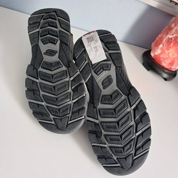 Men's Skechers Sandals Velcro Steady Grip Sole Charcoal and Blue New With Tags - Picture 4 of 7